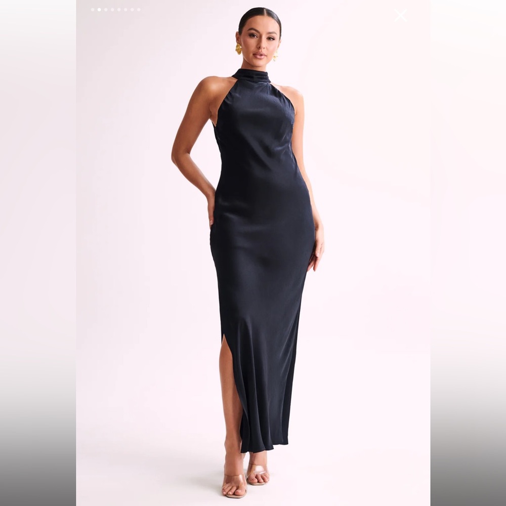 Meshki Size Small Black Satin Claire Dress
